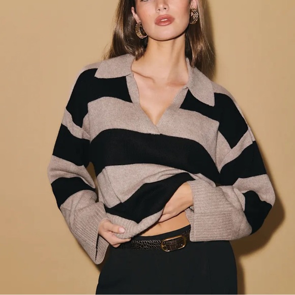 Reformation Sawyer Oversized Cashmere Polo Sweater - Picture 6 of 11